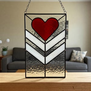 Geometric Heart Stained Glass Pattern, Minimalist Love Glass Pattern, DIY Craft Pattern, DIY Stained Glass, Festive Pattern PDF,  Home Decor