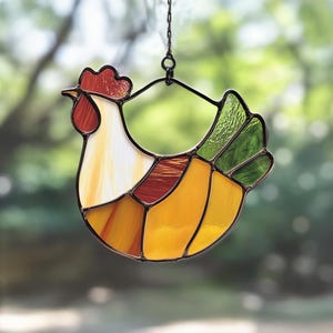 Digital Download Hen and Rooster Stained Glass Pattern, Chicken Hen Stained Glass Pattern. Snail DIY Stained Glass, Festive Pattern