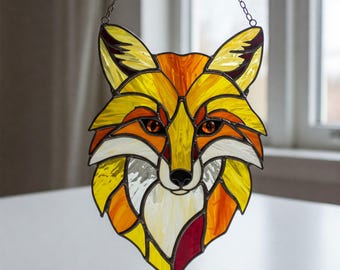Fox Stained Glass Suncatcher Pattern: Colorful Hanging Decor (PDF)