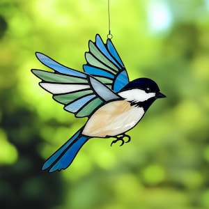 Chickadee Bird Stained Glass Pattern, Bird Stained Glass Suncatcher, DIY Stained Glass Home Decor, Bird Lover Gift, PDF, Hanging