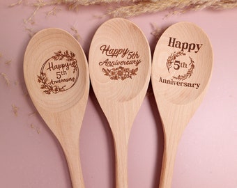 Happy Anniversary Wood Spoon | Christmas Gifts for Grandma | Engraved Wooden Spoon | Unique Holiday Anniversary Gift