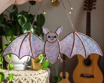Handgemachte Glasmalerei Fledermaus Sonnenfänger: Halloween Fenster Dekoration