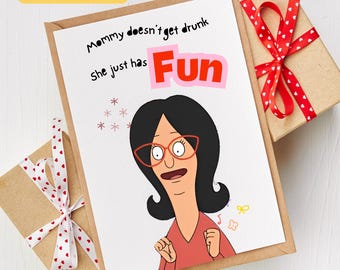 Bob's Burgers Card |Personalised Handmade Bob's Mother's Day Card |Custom Birthday Bobs Burgers Cartoon Show |Linda Belcher Mother's Day