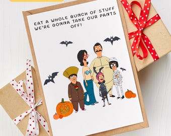 Bob's Burgers Card |Personalised Handmade Bob Linda Tina Teddy Gene Louise Halloween Card |Custom Birthday Bobs Burgers Cartoon Show