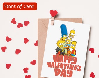 The Simpsons Valentine's Day Card |Personalised Simpsons Homer Marge Card |Custom LIsa Maggie Bart Simpsons Cartoon Show |V-day Card