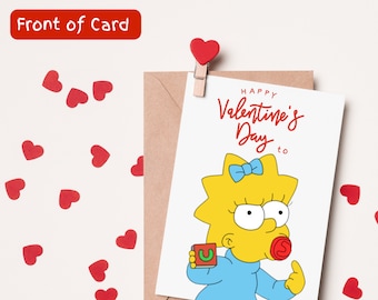 The Simpsons Valentine's Day Card |Personalised Simpsons Homer Marge Card |Custom LIsa Maggie Bart Simpsons Cartoon Show |V-day Card