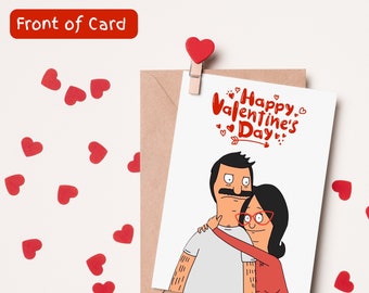 Bobs Burgers Card |Personalised Handmade Bob Linda Tina Teddy Gene Louise Valentine's Day Card |Custom Bob Burgers Cartoon Show |V-day Card