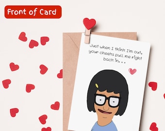 Handmade Tina Belcher Valentine's Card: Bob's Burgers Cartoon