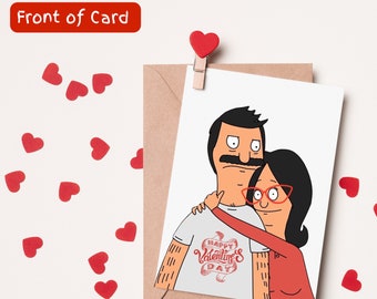 Bob's Burgers Card |Personalised Handmade Bob Linda Tina Teddy Gene Louise Valentine's Day Card |Custom Bob Burgers Cartoon Show |V-day Card
