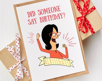 Bob's Burgers Card |Personalised Handmade Bob Linda Tina Teddy Gene Louise Birthday Card |Custom Birthday Bobs Burgers Cartoon Show