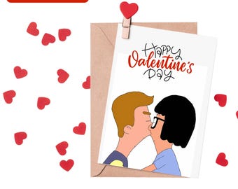 Bob's Burgers Card |Personalised Handmade Bob Linda Tina Teddy Gene Louise Valentine's Day Card |Custom Bob Burgers Cartoon Show |V-day Card