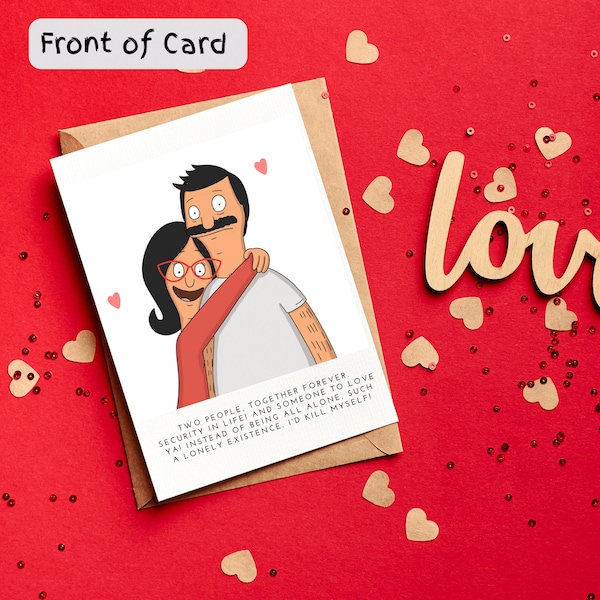 Bob's Burgers Card |Personalised Handmade Bob Linda Tina Teddy Gene Louise Valentine's Day Card |Custom Bob Burgers Cartoon Show |V-day Card