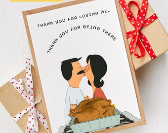 Bob's Burgers Card |Personalised Handmade Bob Linda Tina Teddy Gene Louise Thanksgiving Card |Custom Birthday Bobs Burgers Cartoon Show