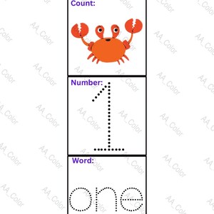 Digital Preschool Number tracing flash cards 1-10