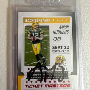 Aaron Rodgers auto autograph football cards Green Bay packers