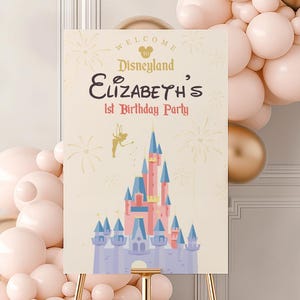 Printable Disneyland Birthday Welcome Sign, Princess Birthday Sign, Perfect for any Disney theme birthday party or event, DIGITAL FILE 0015