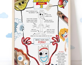 Toy Story make your own forky sign, Toy Story Forky sign, Toy Story Forky sign Labels, Toy Story Forky, DIGITAL FILE ONLY 0016