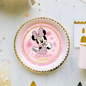 Minnie Mouse Pink Circle Label, Minnie Mouse Pink Plate Insert, Minnie Mouse Pink Charger Insert, DIGITAL FILE ONLY 0022