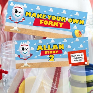 Toy Story crea il tuo Forky, Toy Story Forky, Etichette per borse Toy Story Forky, Etichette per borse Toy Story Forky, SOLO FILE DIGITALE 0016