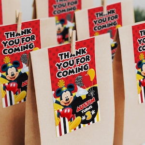Mickey Birthday Party Favors, Mouse Thank you tags label, Digital Download, 0002