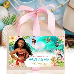 Moana Gable Box Label, Moana Treat Box Label, Moana Treat Box Party Favors 0046