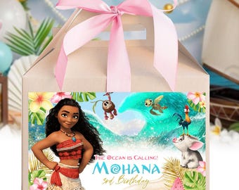 Moana Gable Box Label, Moana Treat Box Label, Moana Treat Box Feestartikelen 0046