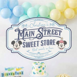 Disneyland birthday signage, Mainstreet Sweet store party sign, Digital Download, 0037