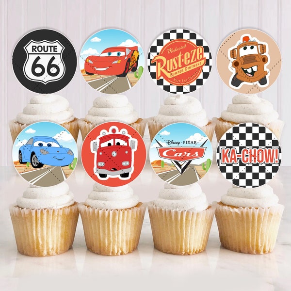 Cars Radiator Spring, Cupcake Topper, Autos druckbare Cupcake Topper, Autos giveaways Etikett, Cars Radiator Spring, INSTANT DOWNLOAD 0031