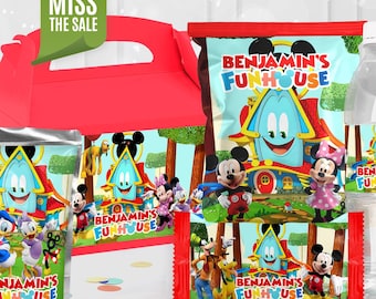Mickey Funhouse Party Favors Kit, Editable Mickey Printable for Birthday, Digital File Only, 0029