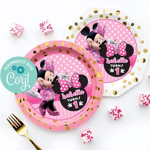 Minnie Circle Label. Minnie Pink Platzteller Einsatz, Minnie Pink Platzteller Einsatz, Minnie Pink Ladeteller Einsatz, NUR DIGITALE DATEI 0038
