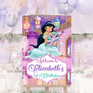 Princess Jasmine Welcome Sign, Princess Jasmine Welcome Board, Princess Jasmine Welcome Banner, DIGITAL FILE ONLY 0021
