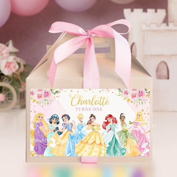 Princess Gable Box Label, Princess Treat Box Label, Princess Treat Box Party Favors 0024