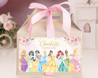 Etiqueta de caja de princesa Gable, etiqueta de caja de regalo de princesa, favores de fiesta de caja de regalo de princesa 0024