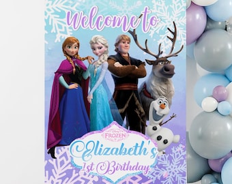 Frozen Birthday Welcome Sign, Personalized Party Decor (Digital File) 0013