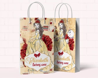 Beauty and the beast Treat Bag Label, Belle Paper Bag Label, Beauty and the beast Treat Bag Template, 0014