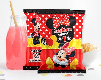 Minnie Mouse Pink Chip Bag, Minnie Mouse Pink Chip Bag Label, Minnie Mouse Chip, DIGITAL FILE ONLY 0039