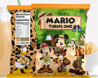 Mickey Safari Party Favors Chip Bag Label Printable, 0030