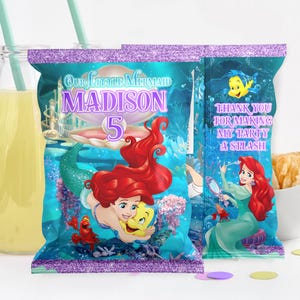 Mermaid Ariel Chip Bag Label, Mermaid Ariel Chip Bag, Mermaid Ariel Chip Template, Mermaid Ariel Chip Bag Template 0027 image 1