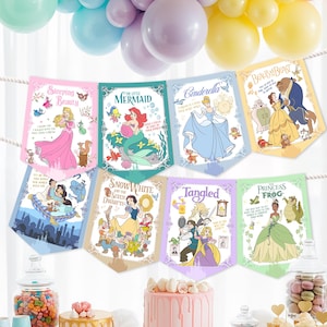 Disneyland Geburtstagsgeschenke, Prinzessinnen Wimpelkette, Prinzessinnen Banderitas, 0015