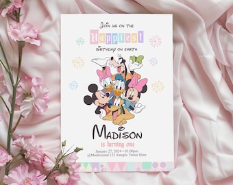 Disneyland Birthday Party Favors, Happiest Birthday Invitation, 0049