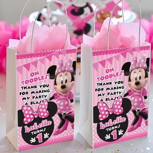 Étiquette de sac à friandises rose Minnie Mouse, étiquette de sac en papier rose Minnie Mouse, étiquette cadeau rose Minnie Mouse, fichier numérique uniquement 0038