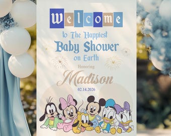 Babyland Happiest Birthday Party Signage, Mickey Welcome Sign, Digital Download, 0048