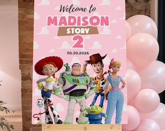 Toy Story Girl Birthday Welcome Sign, Editable Template (Digital File) 0033