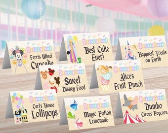 Disneyland Birthday Party Favors, Happiest Birthday Food Tent Label, 0015