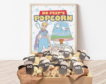 Tête de mouton pour pop corn, enseigne de pop corn Toy Story, pop corn Toy Story bo peep, signalisation de fête Toy Story imprimable, téléchargement immédiat 009