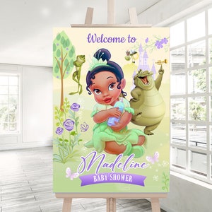 Baby Tiana Welcome Sign, Princess Tiana Welcome Board, Princess Tiana Welcome Banner, DIGITAL FILE ONLY 0041