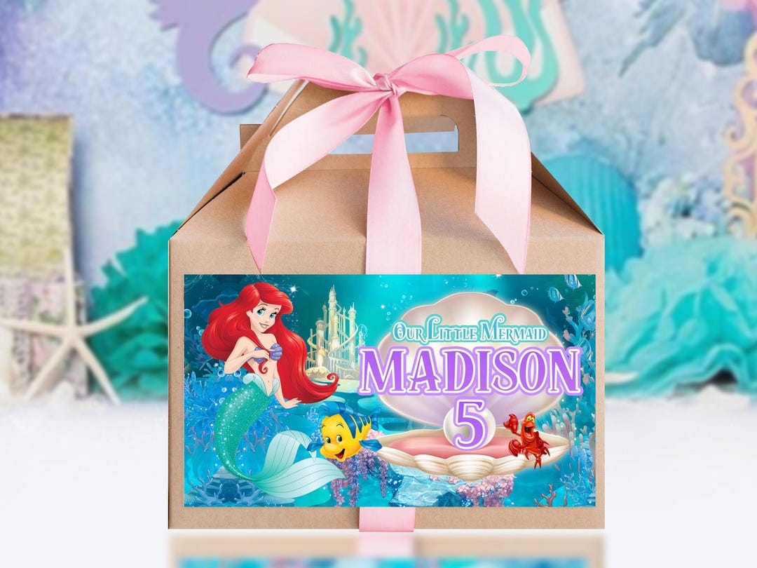 Little Mermaid Party Favors, Ariel Gable Box Label, Digital File Only ...