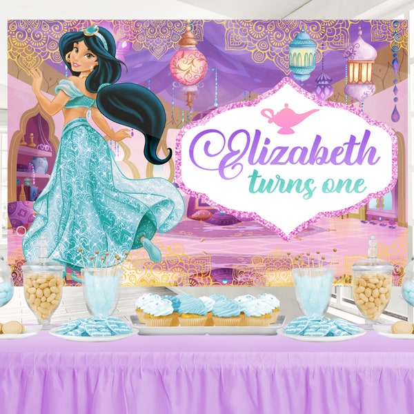 Princess Jasmine Backdrop, Princess Jasmine Banner, Princess Jasmine Printable Backdrop, DIGITAL FILE ONLY 0021