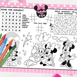 Minnie Mouse Pink Activity Placemat, Minnie Mouse Pink Placemat, Minnie Mouse Pink Coloring Sheet, DIGITAL FILE ONLY 0038