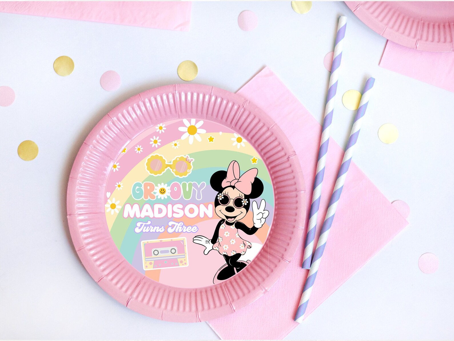 Mini Mouse Two Groovy Mouse Groovy Circle Label, Mouse Groovy Plate Insert, Mouse Groovy ...